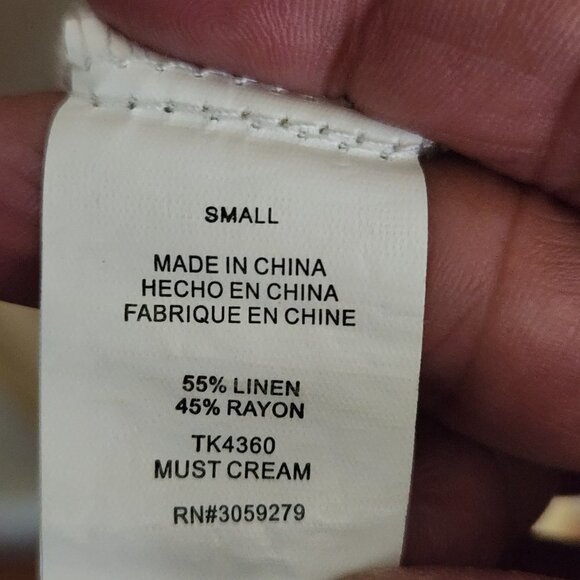 Thread & Supply Tan Ivory Striped Linen Blend Sleeveless Midi Maxi Dress Size S - Picture 9 of 9